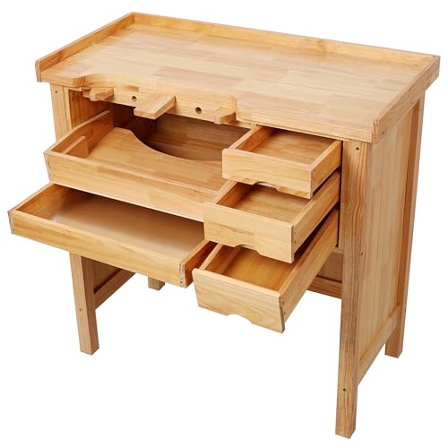 Montary 39-Inch Solid Wood Jewelry Workbench - Heavy Duty Jewelry Bench with Mandrel Tray & Metal Liner Pan & Practical Storage Drawers for Jewelry Making & Repair Station - size: 3 Drawers-39" Jewelry Bench