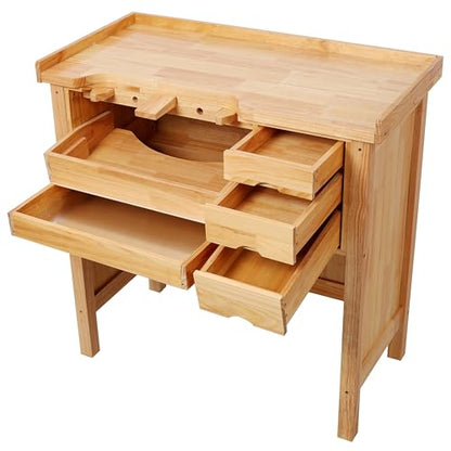 Montary 39-Inch Solid Wood Jewelry Workbench - Heavy Duty Jewelry Bench with Mandrel Tray & Metal Liner Pan & Practical Storage Drawers for Jewelry Making & Repair Station - size: 3 Drawers-39" Jewelry Bench