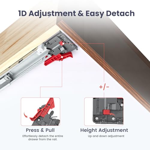 Homdiy 9 Inch 1 Pair Undermount Soft Close Drawer Slides Hidden Bottom Mount Cabinet Rails, Full Extension Concealed Bottom Mount Rails, 100 LB Load Capacity Heavy Duty Steel Cabinet Slides - size: 9 Inch