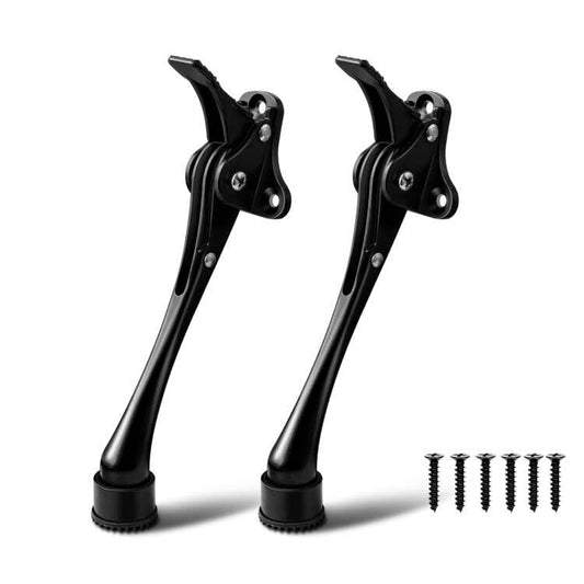 Door Stop, 6 Inch Kickdown Door Stopper with Non-Slip Rubber Tip, One Touch Heavy Duty Doorstop for Bottom Door, Adjustable Metal Door Holder, 2 Pack, Black - color: Black, size: 6 Inch x 2 Pack