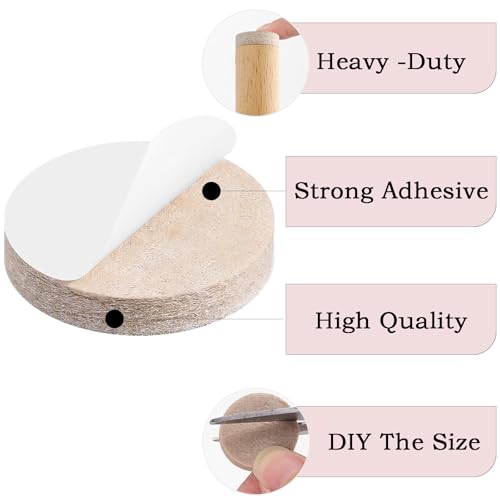 Fursafe&Q Felt Furniture Pads for Hardwood Floors, Self Adhesive Chair Felt Pad - Furniture Feet Floor Protectors, Furniture Sliders Protect from Nicks, dents and Scratches, Reduce Noise, Round - size: 136 Pcs Beige Round Pads