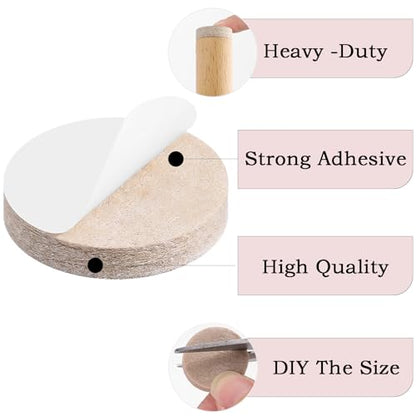 Fursafe&Q Felt Furniture Pads for Hardwood Floors, Self Adhesive Chair Felt Pad - Furniture Feet Floor Protectors, Furniture Sliders Protect from Nicks, dents and Scratches, Reduce Noise, Round - size: 136 Pcs Beige Round Pads
