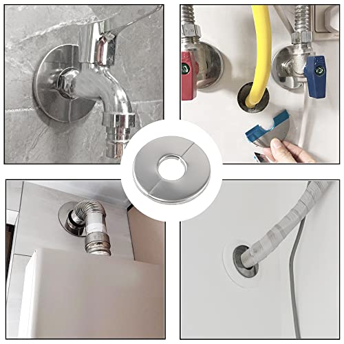 4Pcs 304 Stainless Steel Wall Split Flange Round Escutcheon Plate Cover for Various Pipes (42mm/1.65in) - size: 42mm/1.65in
