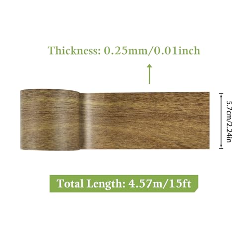 SagaSave 2.24 Inch x 15Ft Woodgrain Patterned Duct Tape, Multi-Purpose Self Adhensive Waterproof Repair Tape for Furniture Door Floor Table and Chair (Brown) - color: Brown
