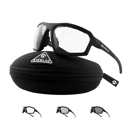 REV Z87+ Powersports Motorcycle Riding Goggles High Impact Photochromic UV400 Sports Wrap Sunglasses Safety Glasses - color: Crystal Black