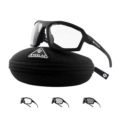 REV Z87+ Powersports Motorcycle Riding Goggles High Impact Photochromic UV400 Sports Wrap Sunglasses Safety Glasses - color: Crystal Black
