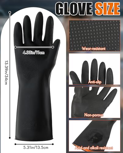 Safety Face Mask Shield with 42.5" Waterproof Rubber Apron Gloves for Men Chemical Grinding Cleaning Industrial - color: Black,orange
