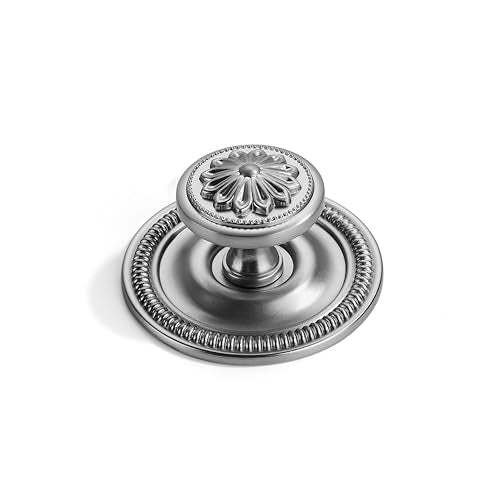 khtumeware 2 Pack 2.5 Inch Brushed Satin Nickel Cabinet knobs with Backplate,Vintage Backplate for Cabinet knobs and Drawer knobs, Bi-Fold Door Knobs - color: Brushed Satin Nickel, style: 2-Pack