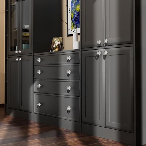 Crystal Kitchen Cabinet 4 Knobs Clear 1 1/5 Inch Dresser Knob Cabinets Handles Pulls, Glass Closet Drawer Drawers Square Hardware,Satin Brass Copper Bathroom Bedroom Pull Round Knobs Brushed Nickel - color: Nickel-4 pack, size: Round