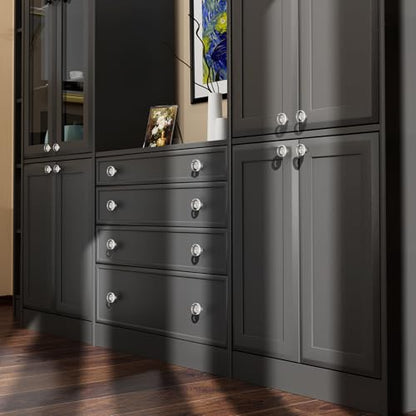 Crystal Kitchen Cabinet 8 Knobs Clear 1 1/5 Inch Dresser Knob Cabinets Handles Pulls, Glass Closet Drawer Drawers Square Hardware,Satin Brass Round Bathroom Bedroom Pull Morden Knobs Brushed Nickel - color: Nickel-8 pack, size: Round