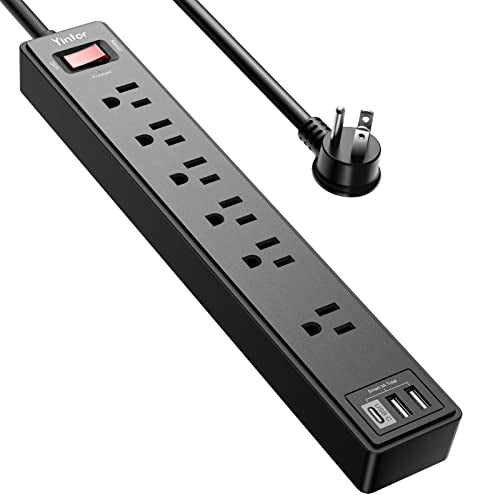 6Ft Power Strip Surge Protector - Yintar Extension Cord with 6 AC Outlets and 3 USB Ports for for Home, Office, Dorm Essentials, 1680 Joules, ETL Listed, (Black) - color: Black, size: 6 Ft