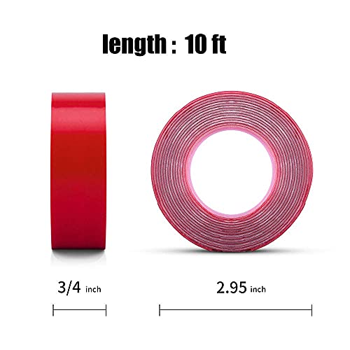 Double Sided Tape Heavy Duty - 3/4in 10ft Clear Strong Acrylic Adhesive Mounting Tape Removable Non Residue Transparent for Crafts/Walls/Carpets Fixing/Decorations(Pack of 1 Roll) - size: 3/4"