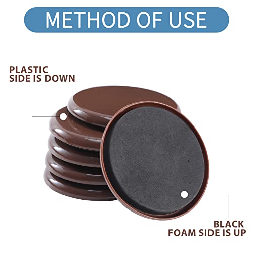 Furniture Sliders for Carpet,8 Pack 3 1/2" Reusable Furniture Moving Pads,Heavy-Duty Furniture Movers Sliders - Reusable Sliders for Furniture,Move Any Item Easy and Quickly! - size: 8pcs 3.5" Brown