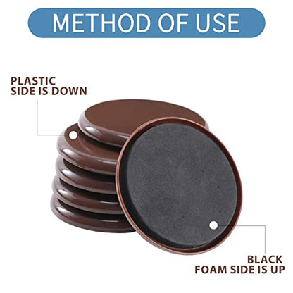 Furniture Sliders, 24 PCS Heavy Duty Furniture Moving Pads, 3.5" Reusable Furniture Movers for Protect Carpet Surfaces, Move Heavy Furniture Easy and Quickly! - size: 24pcs 3.5" Brown