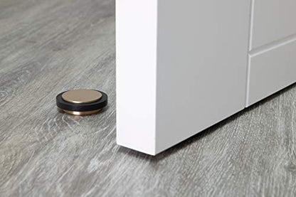 EVI Herrajes | Adhesive Door Stop | Ø1.75" X 0.55" | Adhesive Installation | Brass Satin Matte Finish | Black Natural Silicone Rubber | Mod. I-203X12MT - color: Brass Matte - Black Rubber