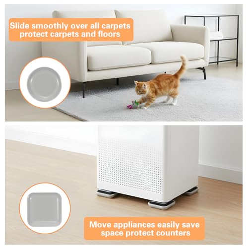16 Pcs Self-Adhesive Stick Furniture Sliders 1 Inch Furniture Movers Self Adhesive Chair Gliders 2 Types Furnitures Moving Glides Pads Self Adhesive Gliders for Carpet Hardwood Floors(Round & Square)