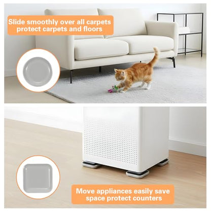 16 Pcs Self-Adhesive Stick Furniture Sliders 1 Inch Furniture Movers Self Adhesive Chair Gliders 2 Types Furnitures Moving Glides Pads Self Adhesive Gliders for Carpet Hardwood Floors(Round & Square)