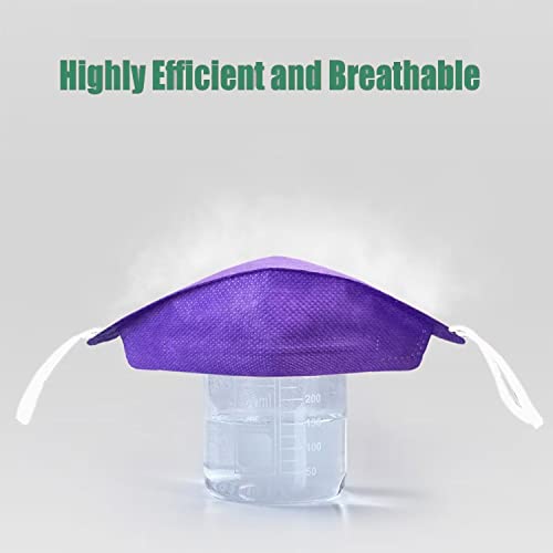 akgk KN95 Face Masks 50 Pack,5-Ply Disposable Purple Face Mask Against PM 2.5 Smoke and Dust - color: Z-50 Pack-purple