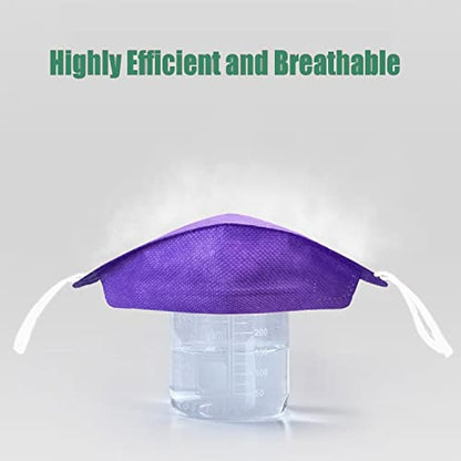 akgk KN95 Face Masks 50 Pack,5-Ply Disposable Purple Face Mask Against PM 2.5 Smoke and Dust - color: Z-50 Pack-purple