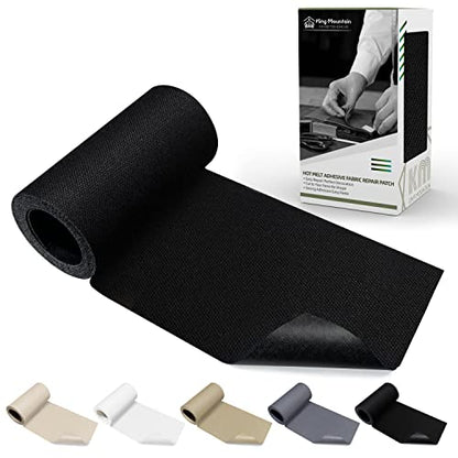 KING MOUNTAIN Canvas Iron on Patch,3"×60",Waterproof 100% Cotton Fabric Repair Patch,Used for Various Sofa,Tent,Clothes,Seats,Suitcases (Black,Waterproof) - color: Black, size: Canvas-3"x60"