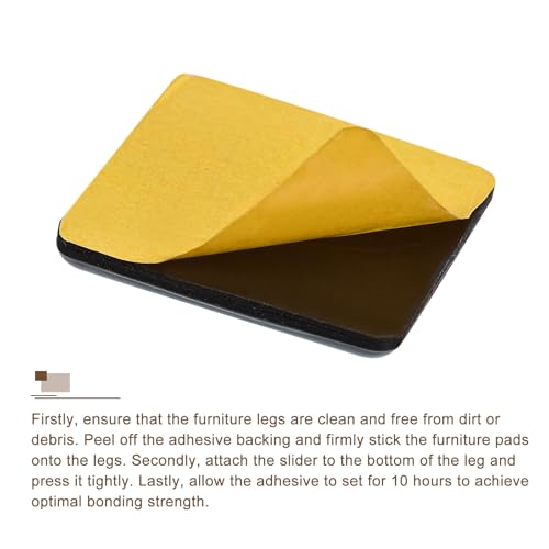 uxcell Furniture Sliders, 4Pcs 1-4/7"x1-4/7 - PTFE Square Appliance Slider, Self-Adhesive Chair Glides, Chair Leg Floor Protector for Carpet Hardwood Floor - size: 1 4/7" X 1 4/7"