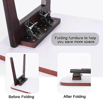 4 Pack Folding Brackets for Table Bed Leg Feet, Self-Lock Hinge Hardware with Screws, Lock Extension Support Foldable Bracket for Furniture Leg, Cabinet, Workbench - size: Pack of 4