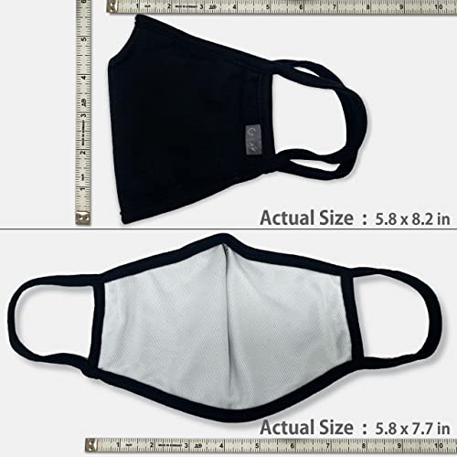 2-Pack Unisex Cloth Washable Reusable Cover-100% Cotton 3 Layer black outdoor