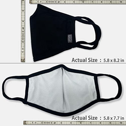 2-Pack Unisex Cloth Washable Reusable Cover-100% Cotton 3 Layer black outdoor