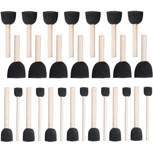 WAFJAMF 28 Pcs Assorted Size Round Sponges Brush Set, 4 Size DIY Paint Tools for Kids – Black - color: White