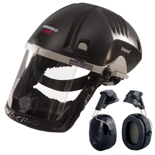 TREND Airshield Pro Full Air Circulating Face Shield w/Ear Defenders - Complete Face and Hearing Protection Pack, AIR/PRO/D2 - style: Mask & Ear Defenders