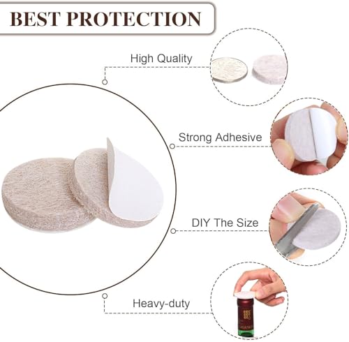 Yelanon Felt Furniture Pads -48 Pcs 1.5" Premium Felt Pads for Chair Legs Furniture, Floor Protectors for Hardwood Floors, Beige - size: 48 pcs Round Beige