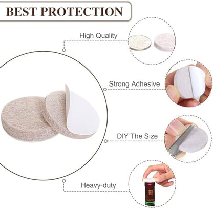 Yelanon Felt Furniture Pads -48 Pcs 1.5" Premium Felt Pads for Chair Legs Furniture, Floor Protectors for Hardwood Floors, Beige - size: 48 pcs Round Beige