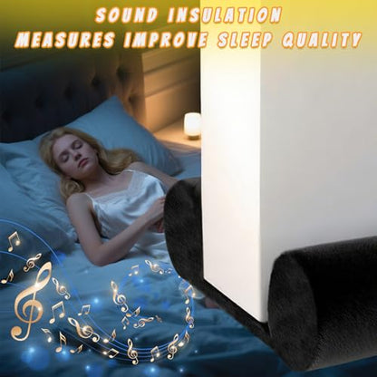 Door Draft Stopper, 30'' to 36'' Adjustable Gap Filler, Double-Sided Windproof Seal, Easy Install to Block Noise, Cold Air, Light, Dust, and Drafts (Black) - color: Black