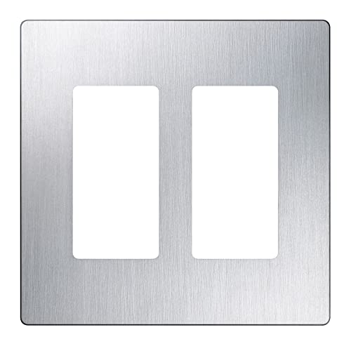 Lutron Claro Light Switch Cover Plate, 2 Gang Wallplate, for Decorator Light Switches, Rocker Light Switch Cover, Outlet Cover, Screwless Switch Plate Cover, Gloss, CW-2-SS, Stainless Steel - color: Stainless Steel, size: 1 Pack