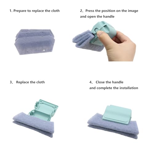 Magic Window Track Cleaning Tools Set, Window Sill Track Cleaner Tools, Clean Scraper, 3Pcs Cleaning Brush and 6Pcs Replacement Cloth, 2Pcs Clean Brush