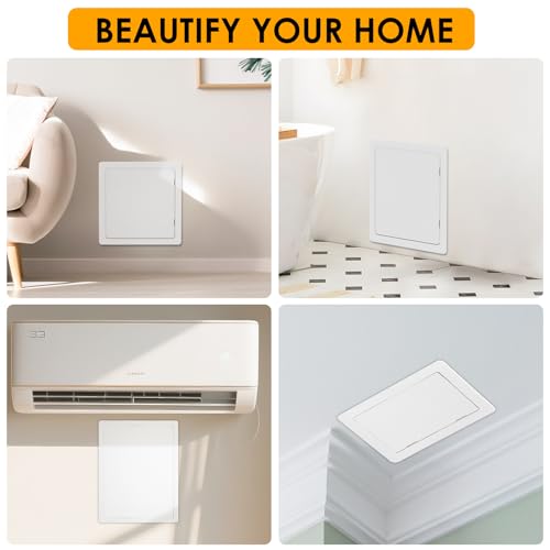 Suteck Plumbing Access Panel for Drywall Ceiling 8 x 8 Inch Reinforced Plastic Wall Access Doors Removable Hinged White - size: 8x8 Inch