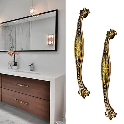 7-3/5" Zinc Alloy Cabinet Pulls Furniture Knobs Sunset Pattern Cupboard Handle Drawer Pulls Solid Metal Kitchen Hardware Handles for Cabinet Drawer Wardrobe (2pcs/Set) - color: Sunset, size: 7-3/5 inch