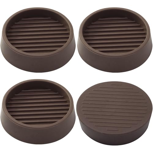 4 Pack 2 x 2 Inch Round Rubber Caster Cups, Non Slip Furniture Pads Furniture Coasters, Non Skid Furniture Feet Anti Slide Floor Protector for Bed Couch Chair Table Stoppers (Brown) - size: 2 Inch