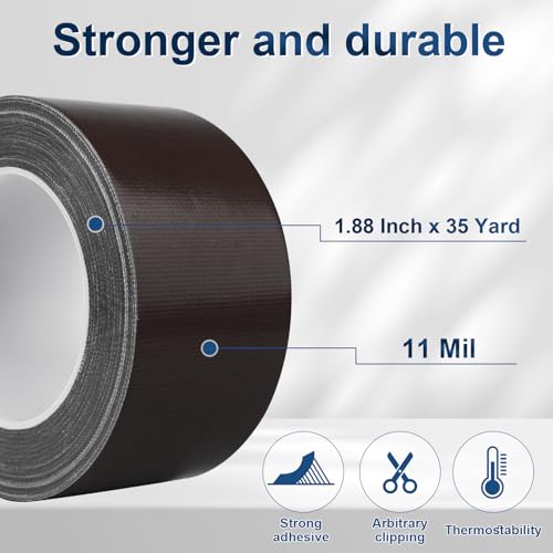 Dark Brown Duct Tape Heavy Duty, 1.88 Inch x 35 Yard Waterproof Strong Adhesive Duct Tape for Indoor Outdoor Repairs Tear by Hand, 1 Roll - color: Dark Brown