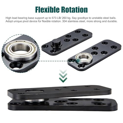 Hidden Door Hinge 573lbs Load-Bearing, Thickened Solid Stainless Steel Heavy Duty Pivot Hinge for Secret Door, Hardware Swinging Pivot Hinge 360° Rotation Invisible Bookcase Door Hinges Hardware Kit