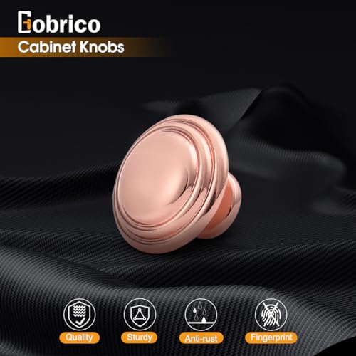 Gobrico 1-3/8" Shiny Copper Bifold Cabinet Knobs Rose Gold Round Style Kitchen Zinc Alloy Door Handles 5 Pack - color: Rose Gold