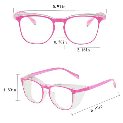 Safety Glasses for Men Women Nurses Anti Fog Stylish Fashion Comfortable Goggles with Side Shields Eye Protection for Adult - color: Dark Pink