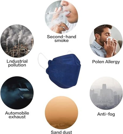 Borje KN95 Face Masks 50 Pack, Breathable Comfortable and Disposable KN95 Mask,Masks for Adults - color: Dusty Blue=50pcs