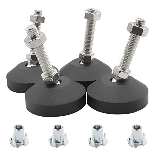 Luomorgo 4 Pcs M8 Leveling Feet with T-Nut, Anti Skid Threaded Rubber Feet, Adjustable Swivel Levelers for Furniture Feet, Heavy Duty Appliance Feet for Mechanical Equipment (D50 x M8 x H50) - size: D50 x M8 x H50