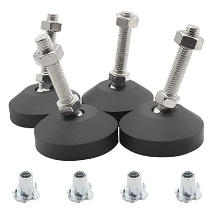 Luomorgo 4 Pcs M8 Leveling Feet with T-Nut, Anti Skid Threaded Rubber Feet, Adjustable Swivel Levelers for Furniture Feet, Heavy Duty Appliance Feet for Mechanical Equipment (D50 x M8 x H50) - size: D50 x M8 x H50