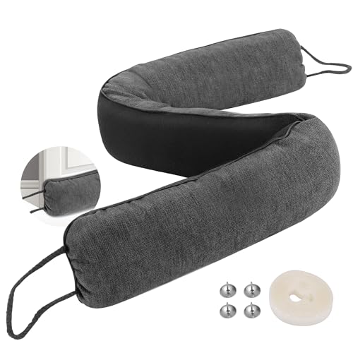 Under Door Draft Stopper, 36" Weighted Door Draft Stoppers for Bottom of Door with Hook Loops for Easy Install and Storage, Block Hot Cold Air Wind Noise for Doors Gap Up to 4.33", Black - size: 36in Black