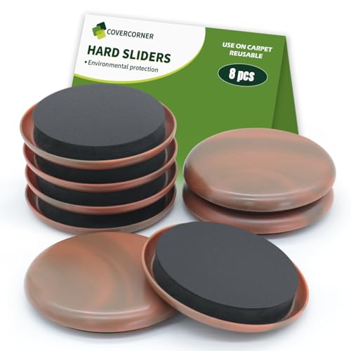 Furniture Sliders for Carpet 8 PCS - 2 1/2 inch Furniture Moving Slider Chair Legs Floors Protectors Furniture Movers Sliders – Move Your Furniture Easy & Safely(for Carpet) Brown Coffee - size: 8 PCS 2 1/2 inch Brown Coffee