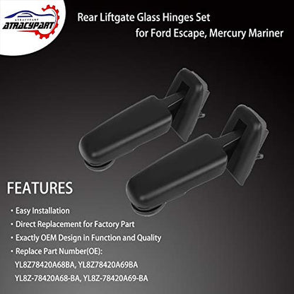 Rear Window Hinge Set Liftgate Glass Hinge Right & Left | for 2001-2007 Ford Escape 2005-2007 Mercury Mariner | #YL8Z78420A68BA, YL8Z78420A69BA, YL8Z-78420A68-BA, YL8Z-78420A69-BA - size: YL8Z78420A68BA