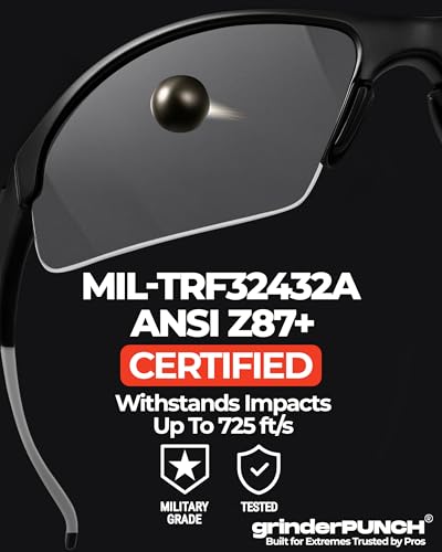 grinderPUNCH Tactical Shooting Glasses Military Grade Impact Resistant Protection 100% UV Lenses ANSI Z87 Safety Glasses