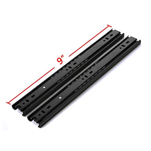 Drawer Slides 9 Inch Ball Bearing Full Extension 3 Section Slide Track Mounting Drawer Runners Slider for Cabinet Home Furniture, 2 Pack (Black 9 Inch) - size: 9 Inch